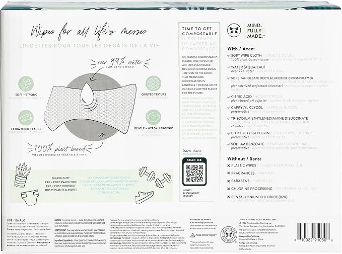 The Honest Company Hypoallergenic Multi-Use Baby Wipes for Sensitive Skin, Balance Blues, 576 Count