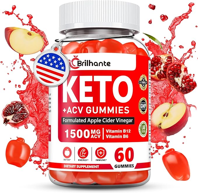 Keto ACV Gummies - Organic Apple Cider Vinegar Gummies Sugar Free,Contains Apple Cider Vinegar with Mother, Vitamin B12 & B6,Beetroot | Metabolism and Energy, Gluten-Free, Vegan-60 Count