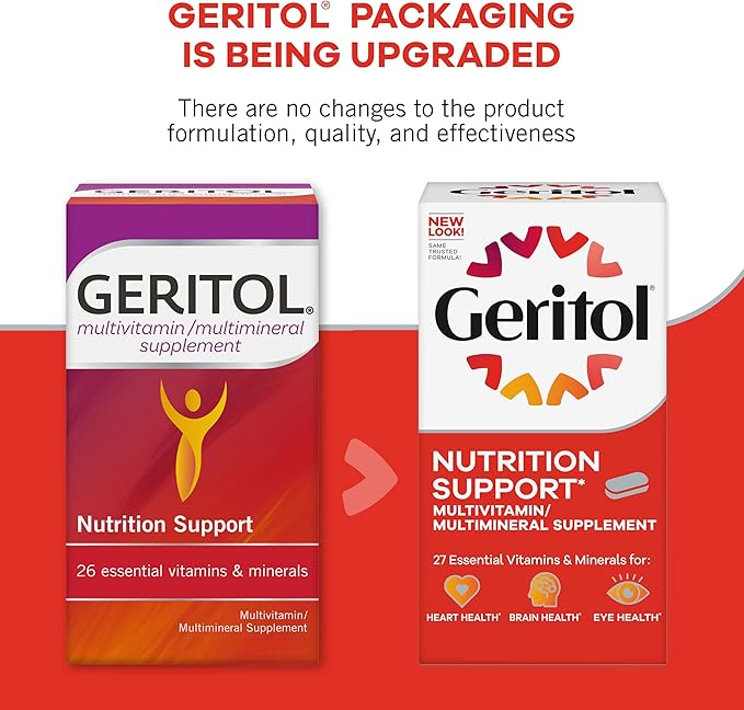 Geritol, Multivitamin Supplement, Contains Antioxidants, Vitamins B, C, E & D and Iron, 27, Minerals, Gluten-Free, Non-GMO, No Artificial Sweeteners, 40 Tablets, 2 Pack