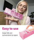 Extra Large Pill Organizer - XXL Vitamin Holder for Weekly Supplements - Double Sided Pill Box 7 Day with Big AM PM Compartments Huge Daily Medicine Dispenser 2 Times a Day Reliable and Easy-to-Use