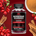 Effective Nutra Berberine Gummies with Ceylon Cinnamon | 1200mg Sugar-Free Formula for Blood Sugar & Metabolic Support | Natural Energy, Heart Health | Vegan, Non-GMO | 90 Count (45-Day Supply)