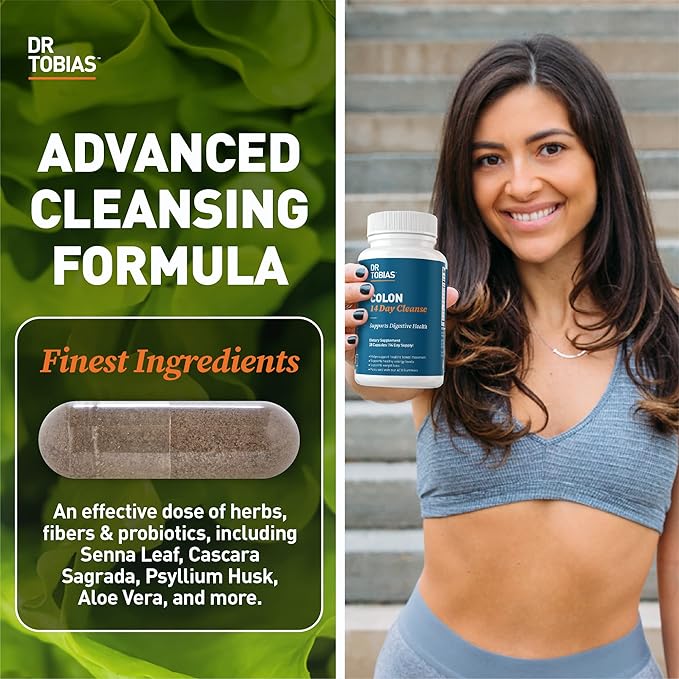 Dr. Tobias Colon Cleanse - Constipation Relief & Gut Health Support for Women & Men | 14 Day Colon Cleanser for a Gentle Colon Detox & Gut Flush - 3 Bottles of 28 Capsules