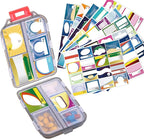 1Pack Travel Pill Organizer - 10 Compartments Pill Case, Compact and Portable Pill Box, Perfect for On-The-Go Storage, Pill Holder for Purse (Gray with 156 Stickers)