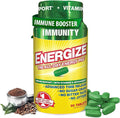 iSatori Energize Immunity Caffeine Pills - Keto Friendly Vitamin A, B12, C, D, & E Supplement + Fast Acting Energy Pill - Daily Immune Support, Super Greens, All Day Energy, No Jitters - 90 Tablets