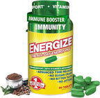 iSatori Energize Immunity Caffeine Pills - Keto Friendly Vitamin A, B12, C, D, & E Supplement + Fast Acting Energy Pill - Daily Immune Support, Super Greens, All Day Energy, No Jitters - 90 Tablets
