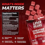 Creatine Monohydrate Gummies for Women & Men - 5g Creapure Creatine per Serving - Vegan, Cosmic Cherry Flavor - Boost Muscle Strength, Endurance, Recovery & Mental Focus (90 Gummies)