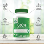 Health Thru Nutrition CoQ-10 100mg with BioPerine 120 Softgels | High Absorption Naturally Fermented USP Grade Coenzyme Q10 Supplement | 3rd Party Tested | Heart Health and Energy Support