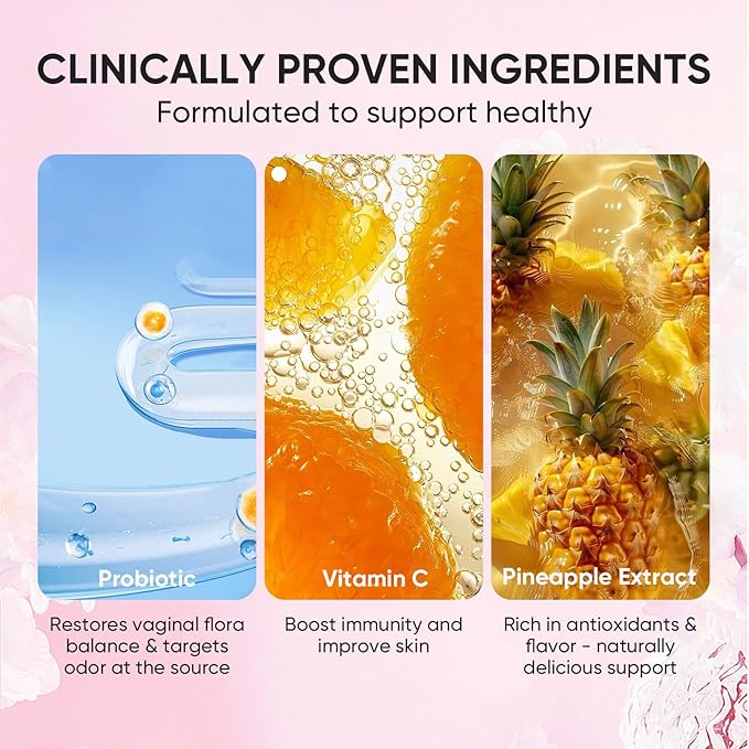 Nuora Feminine Balance Gummies for Women, PH Balance, Healthy Odor, Flora and Immune Support, Vaginal Health Support, Vegan Hawaiian Pineapple, 60 Count (1)