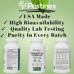 PRISTINE'S Tongkat Ali 1000mg 180 Day Supply (3 Pack) - Athletic Performance Support - Lean Mass Muscle Building Herbal Supplement for Men & Women - Vegan, Gluten Free, Non GMO