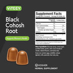 Viteey Black Cohosh Root Gummies - Menopause Relief for Hot Flashes and Night Sweats - Vegan, Gluten Free, Non-GMO - 60 Count