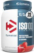 Dymatize ISO100 Whey Protein Powder Isolate, Strawberry, 25g of Protein, 5.5g BCAAs, Less Than 120 Cal., Gluten Free, 1g Fat, 1g Sugar, 2g Carb (20 Servings)