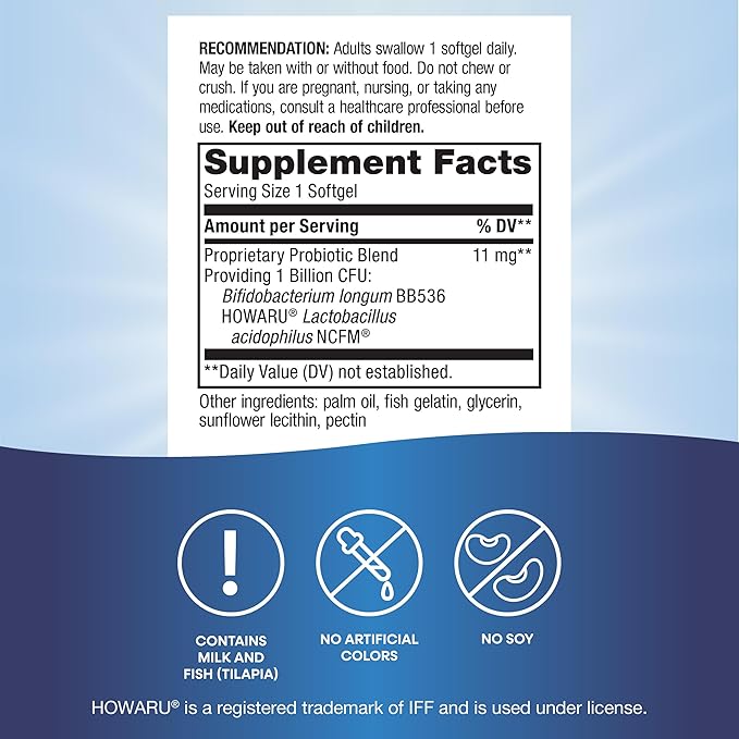 Nature's Way Acidophilus Probiotic Pearls,Supports Digestive Balance & Gut Health,Reduce Occasional Constipation and Bloating*,1 Billion Cultures,30 Softgels,(Pack of 2)