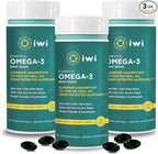 Iwi Omega-3 Essential, 90 Softgels (90 Servings), Plant-Based Algae Omega 3 with EPA + DHA, Brain, Heart & Immune Support Dietary Supplement, Krill & Fish Oil Alternative, No Fishy Aftertaste