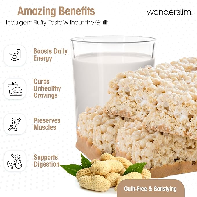 Wonderslim High Fiber Protein Bars, Fluffy Nutter | 15g Protein, 7g Fiber | Low Sugar, Low Carb | Healthy Indulgence | Satisfying, Supports Energy & On-the-Go Convenience, 7 Pack