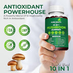 11-in-ONE Mushroom Complex Gummies - 10x Mushroom Supplement W Lions Mane - Nootropic Brain Supplement, Immune Support, All Natural 60 Count Gummies.