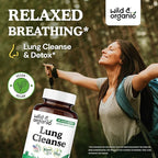 Wild & Organic Lung Cleanse Capsules - Lung Support Supplement with Mullein Leaf, Stinging Nettle, Angelica & Korean Panax Ginseng Powder - Vegan, No Fillers, Non-GMO - 90 Count