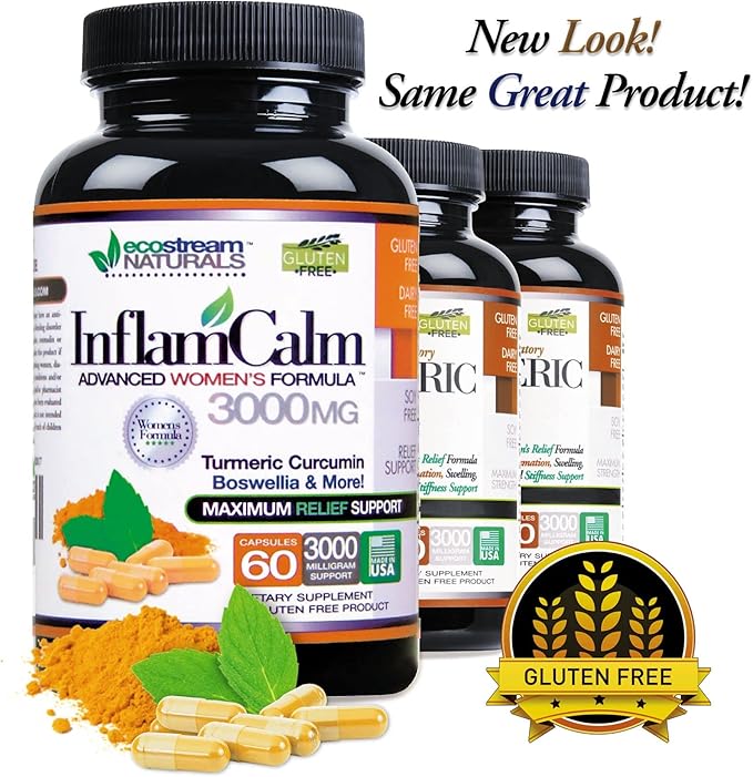 Women's Formula 3000 InflamCalm Advanced with Turmeric, Curcumin, Enzymes and Boswellia. Vegetarian, Gluten Free - (Packaging May Vary)