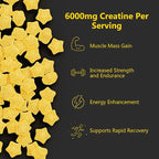 Creatine Gummies Sugar-Free with 6000 mg Creatine Monohydrate, Creatine for Women and Men Contains Vitamin B6 & Taurine, 120 Gummies
