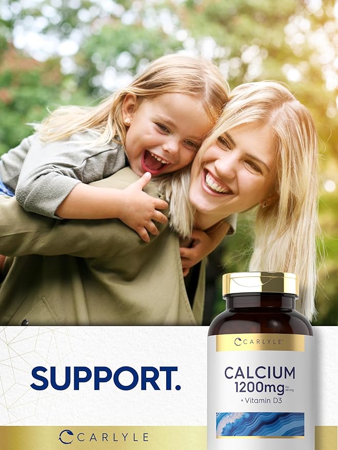 Carlyle Calcium 1200mg with Vitamin D3 | 300 Caplets | Non-GMO, Gluten Free, and Vegetarian Supplement