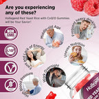 Red Yeast Rice with Coq10 Gummies Sugar Free,Organic Red Yeast Rice 2400mg Enhanced with Coenzyme Q10 200mg, Vegan, Non-GMO, 120 Chewables