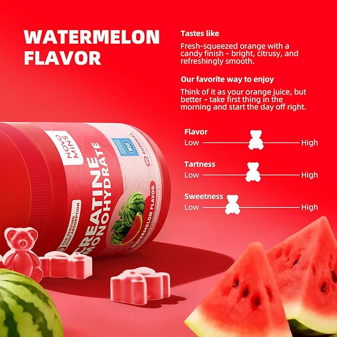 novomins Creatine Monohydrate Gummies for Men & Women, Chewables Creatine Monohydrate for Muscle Strength, Muscle Builder, Energy Boost, Pre-Workout Supplement(90 Count)-Watermelon Flavor. 1 Pack