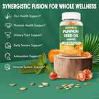 Pumpkin Seed Oil Gummies, Organic Pumpkin Seed Oil with Saw Palmetto Supplement High Pure Extract for Men Women, Supports Immune, Hair & Prostate Health, Sugar Free, Vegan, Lemon, 60 Chewable