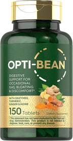 Carlyle Opti-Bean | 150 Tablets | Digestive Support | Gas, Bloating & Discomfort Enzyme Blend | Vegetarian, Non-GMO & Gluten Free Supplement
