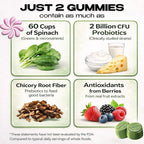 Kiala Nutrition Super Greens Gummies with 11x Organic Greens, Pre, Post & Probiotics, Antioxidants, Multivitamin, Fiber Supplement Supports Gut Health & Digestion, Dairy Free, Vegetarian, 60 Count