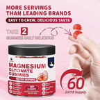 120 CT Magnesium Glycinate Gummies 1000 mg for Women and Men, Magnesium Malate & Taurate Supplements for Sleep, Body Support and Relaxation, Sugar Free, Vegan, Strawberry Flavor