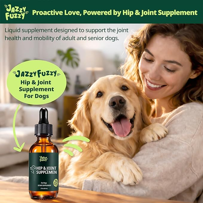 Hip & Joint Supplement for Dogs, Liquid Glucosamine Chondroitin for Dogs with MSM, Hyaluronic Acid & Collagen – Dog Joint Supplement for Mobility, Hip Support & Flexibility – Chicken Flavor, 60 mL
