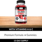Kaya Naturals Collagen Gummies for Men & Women Supplement | Nature Made Gummies - 1000mg of Hydrolyzed Collagen, Vitamin C, Selenium & Biotin, Strawberry Flavor - 30 Count