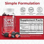 Health Plus Super Colon Cleanse Gummies Dietary Supplement, Gentle Overnight Relief from Occasional Constipation, Natural Senna Leaf Extract, Mixed Berry Flavor, 60 Count, 15 Day Cleanse