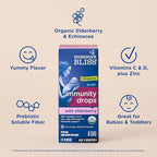Mommy's Bliss Organic Baby Elderberry Drops, Immune Support with Vitamins, Prebiotics, Zinc & Organic Echinacea, Age 4 Months +, 3 Fl Oz (36 Servings)