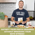 Care Free Kitchen Rotini Keto Pasta Noodles Variety 3-Pack (8 oz. Bags) Plain, Sundried Tomato, Roasted Garlic, 20g High Protein, Low Carb 2g Net Carbs, 26g High Fiber