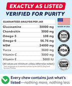 STRELLALAB Hip & Joint Glucosamine Supplement Treats for Dogs - Chondroitin, Omega-3, MSM - Advanced Joint Health Support Chews for Large Breed - Pain Relief - Bacon Flavor - 120 Ct - Made in USA