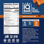 IQBAR Clean Plant Protein Bars - Salted Caramel Chip - 12 Count - Keto, Vegan, High Fiber, Gluten and Dairy Free, Low Sugar Snack - Brain and Body Nutrients for Focus, Energy, Meal Replacement