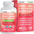 5-in-1 USDA Organic Turmeric Curcumin Supplement - 230mg with Berberine, Ceylon Cinnamon Bioperine and Ginger Supplements for Mobility, Digestion & Wellness Support, USDA Organic, 60 Servings, 1-Pack