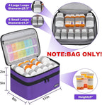 LEFOR·Z Medicine Storage Bag,Double Layers Pill Bottle Organizer Bag Empty with Lockable Zipper&Adjustable Divider,Medication Travel Carrying Bag for Pills,Vitamins,Medical Supplies,Purple