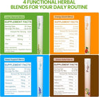 PUFFIAIR Herbal Diffuser Pen 4 Pack, Clean Botanical Aromatherapy Diffusers, Four Aroma Variety Set, Cool Mint & Herbal Scents, Smooth Daily Experience, Up to 600 Uses Each