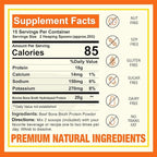 Zammex 100% Grass-Fed Beef Bone Broth Protein Powder, 18G Protein, Hydrolyzed Collagen Peptides Type 1&3, Supports Healthy Skin, Nails, Hair, Joints, Non-GMO, Gluten Free, Paleo & Keto Friendly