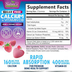 Calcium Supplement Gummies - Sugar Free Calcium Gummy with Vitamin D3 for Best Absorption - Supports Immune Health, Bones & Teeth - Nature's Calcium Chews for Women & Men - Berry Flavor - 60 Gummies