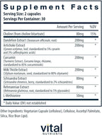 Vital Nutrients Liver Support Milk Thistle and Curcumin - Vegan Supplement - Herbal Combination to Support Healthy Liver Function* - Gluten, Dairy and Soy Free - 60 Capsules