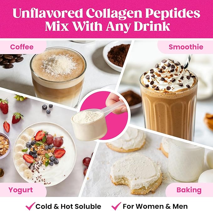 Venture Pal Multi Collagen Powder Type I, II, III, V, X – Hydrolyzed Collagen Peptides MSM, GC, Hyaluronic Acid Vitamin C | Collagen Supplement for Women | Joint, Hair, Skin & Nail Support | Non-GMO