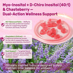 Inositol Gummies for Women + Chasteberry, Myo-Inositol & D-Chiro Inositol 2000mg + 50mg Ideal 40:1 Ratio with Methylated B12 & Folate, Choline, Magnesium,Vitamin D3 for Overall Health,Sugar Free,60Cts