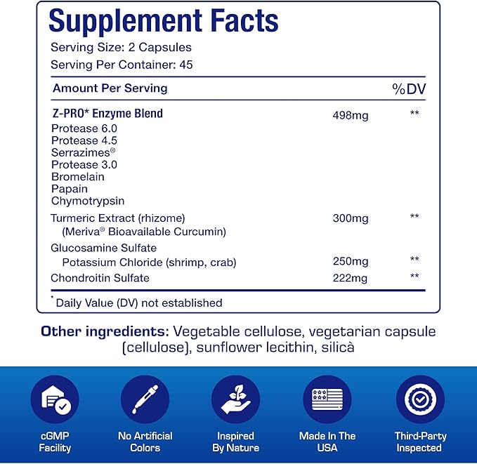 Nutra Disc & Joint Support Supplement - Clinically Formulated Restorative Cartilage Ligament and Tendon Supplement with Patented Meriva Curcumin & Glucosamine and Chondroitin for Adults - 45 Servings