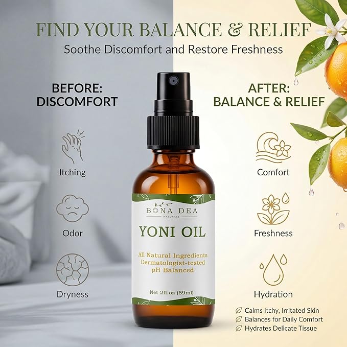 Feminine Spray for Women – All Natural Yoni Oil Deodorant & Moisturizer, Organic Essential Oils, Chemical-Free, Sensitive Vaginal Care | 4 oz Refill Dropper Bottle