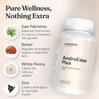 Nourished AndroEase Plus - Vegan Hormone Balance for Women - Zinc, Reishi, Green Tea and Saw Palmetto for Women - for Energy, Vitality, Facial Hair and Daily Wellness - 60 Capsules, Made in USA