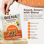BIENA Chickpea Snacks - Crunchy Roasted Chickpeas - High Fiber Vegan Protein Snacks for Adults and Kids - 4-Pack, 5 Ounce - Habanero