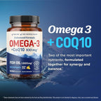 Omega 3 Fish Oil + Co Q10 | 1305MG Omega-3 with CoQ10 100MG for Heart Health, Cellular Energy, and Antioxidant Support | Co Q 10 + Omega3 | Coenzyme Q10 Fish Oil Supplements | Non-GMO | 60 Ct