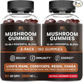 Effective Nutra Mushroom Gummies 2500mg - 10in1 Lion’s Mane, Reishi, Chaga, Cordyceps & More - Focus, Clarity, Memory, Immunity, Energy - Natural Raspberry Flavor, Vegan, Made in USA (2-Pack)